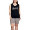 Βαμβακερό baby doll plus size “Coffee”