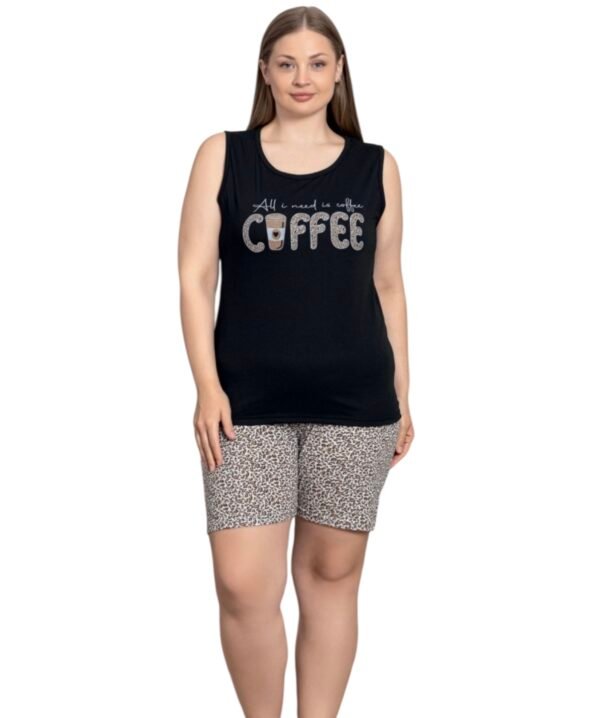 Βαμβακερό baby doll plus size “Coffee”