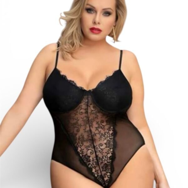 Plus size Δαντελωτό κορμάκι