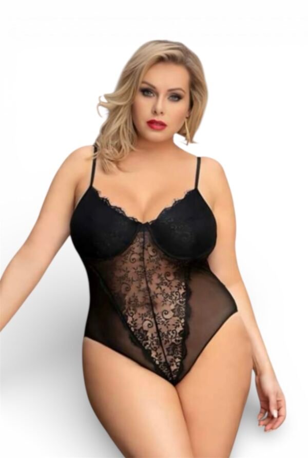 Plus size Δαντελωτό κορμάκι
