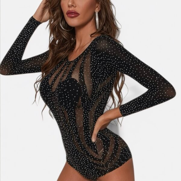 Bodystocking με Στρας & Μακρύ Μανίκι σε γραμμή String