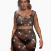 Διάφανο Bodystocking Φόρεμα με Στρας & Διαφάνειες Plus Size