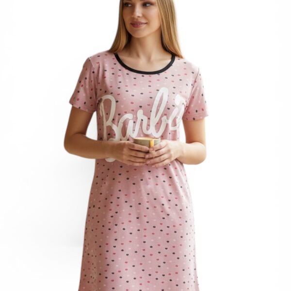 Βαμβακερό Νυχτικό “Barbie” με Κοντό Μανίκι