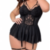 Μαύρο Babydoll Δαντέλας με Ζαρτιέρες