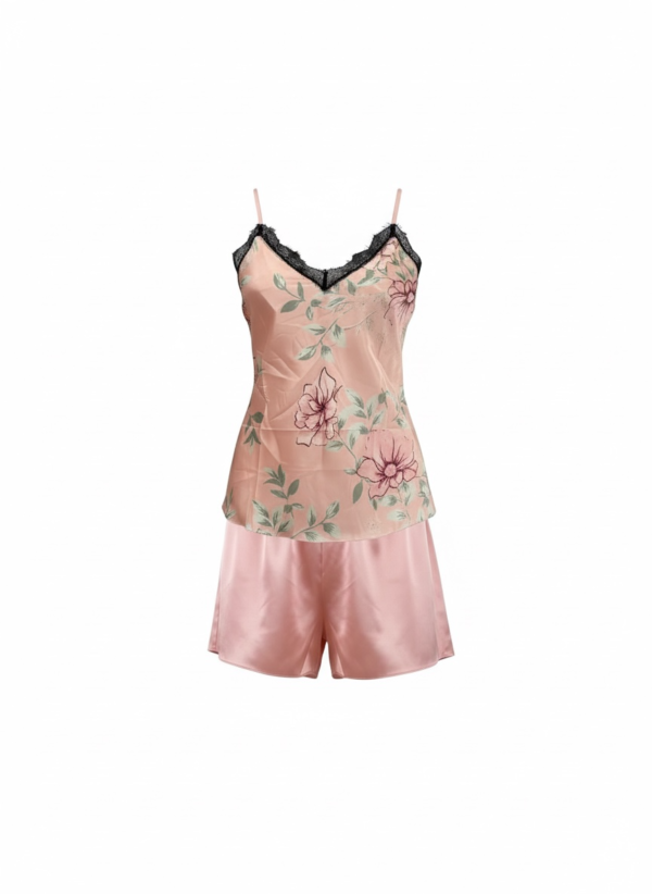 Γυναικείο Σετ Σατέν baby doll με Δαντέλα & Floral Σχέδιο