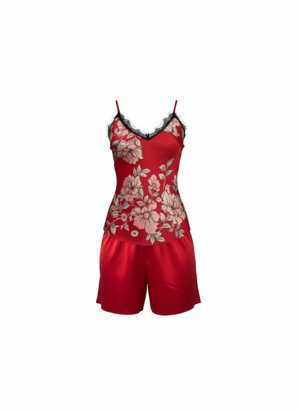 Γυναικείο Σετ Σατέν baby doll με Δαντέλα & Floral Σχέδιο