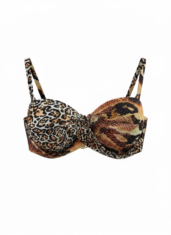 Σετ Μαγιό Animal Print με Ενίσχυση & Σούρα