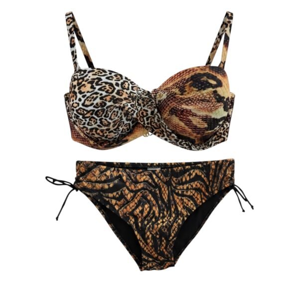 Σετ Μαγιό Animal Print με Ενίσχυση & Σούρα