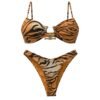 Μπικίνι Animal Print με Χρυσό Πέταλο & Ψηλόμεσο τύπου Brazil Σλιπ