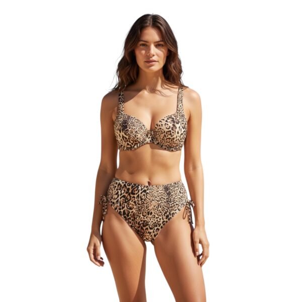 Σετ Μαγιό Animal Print με Μπανέλα & Ψηλόμεσο Σλιπ