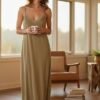 Maxi Loungewear Φόρεμα με Δαντελένιο Ντεκολτέ & Ρυθμιζόμενες Τιράντες