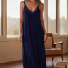 Maxi Loungewear Φόρεμα με Δαντελένιο Ντεκολτέ & Ρυθμιζόμενες Τιράντες