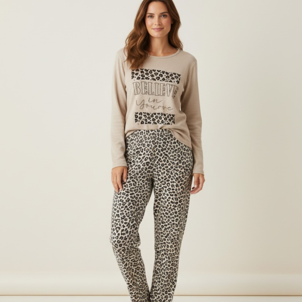 Γυναικεία πιτζάμα βαμβακερή με animal print