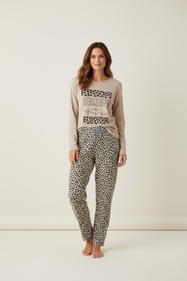 Γυναικεία πιτζάμα βαμβακερή με animal print